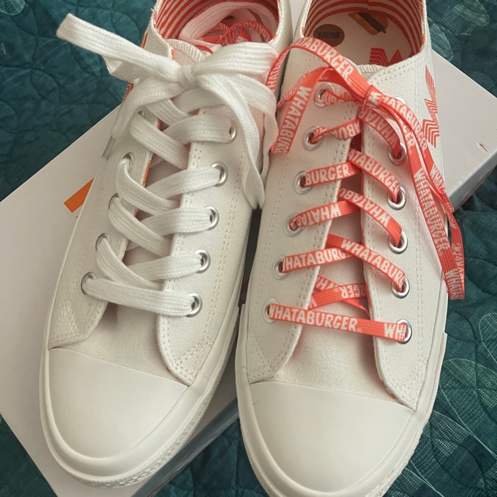 Whataburger White and Orange Sneakers